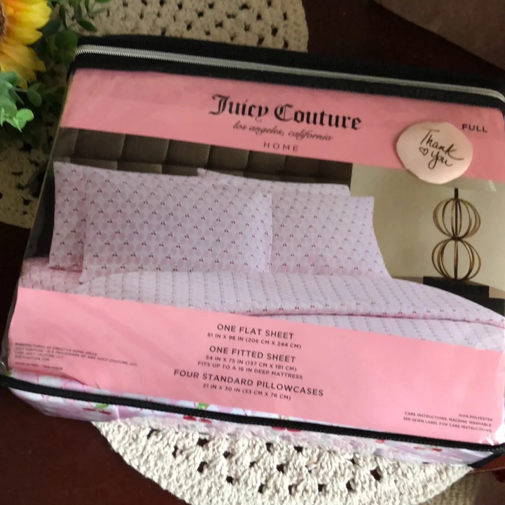Juicy Couture Pink Bedding Set with CHERRY Design